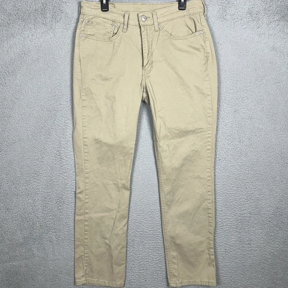Levis 514 Jeans Mens 34X32 Straight Fit Khaki Tan Stretch Red Tab Casual Denim